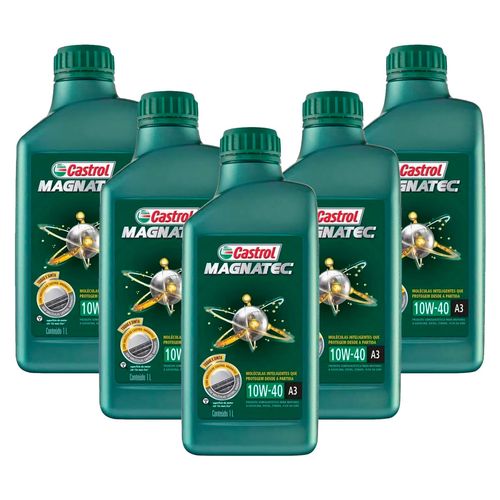 Kit 5 Óleo Semissintético 10W40 Magnatec A3 ACEA Castrol - 1 Litro | Furlan Auto Peças