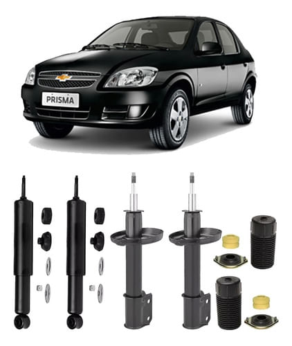 Kit 4 Amortecedor + Batente Coifa Prisma 2006 2007 2008 2009