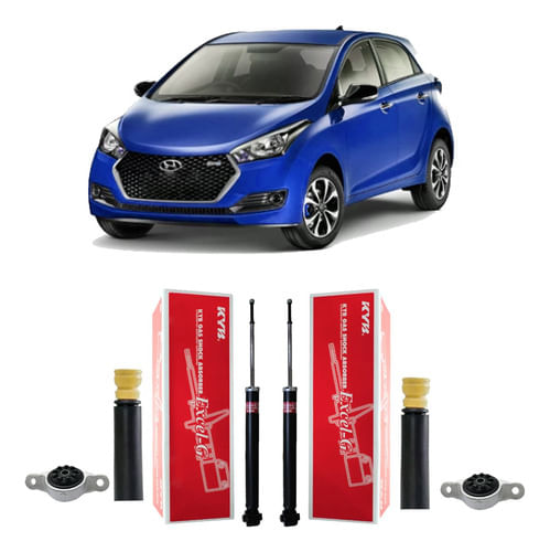 Par Amortecedor + Kit Traseiro Hb20 2012 2013 2014 2015 2016
