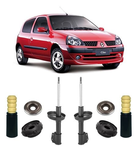 Par Amortecedor + Kit Dianteiro Clio 1.6 2000 2001 2002 2003