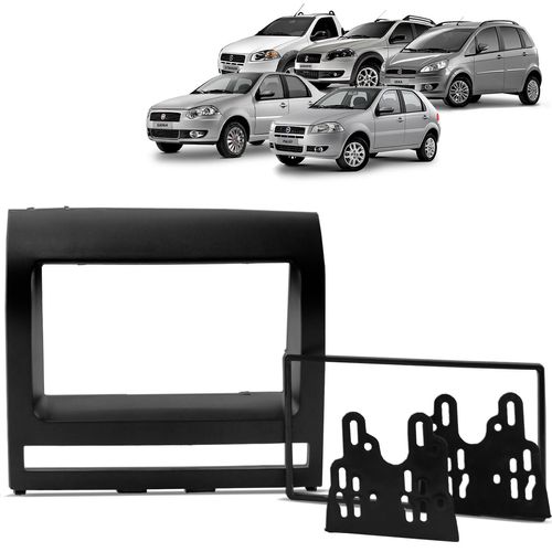 Moldura do Painel 2 Din Palio Strada Siena Idea Preto Padrão Japonês e Chinês