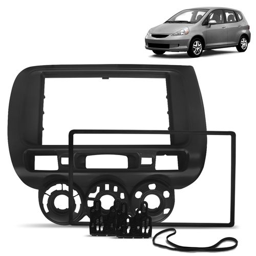 Moldura Do Painel 2 Din Fit 2004 a 2007 Grafite Padrão Japonês e Chinês