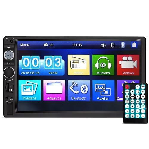 Central Multimídia MP5 2 Din KX3 Tela 7 Espelhamento Bluetooth USB SD AUX 4x45W