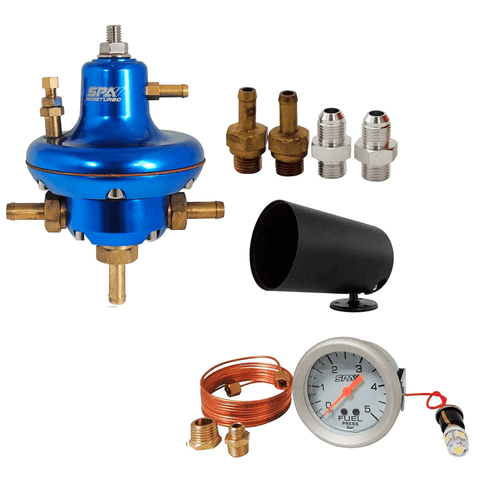 DOSADOR DE COMBUSTÍVEL HPC BILLET V3 MOTORES CARBURADOS + MANÔMETRO DE PRESSÃO DE COMBUSTÍVEL 5 BAR 52 MM SPA TURBO + SUPORTE GRÁTIS