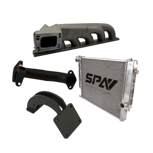 Radiador de água + COLETOR DE ESCAPE TURBO + Suporte de motor + Suporte válvula para coletor TMB01 de BMW E36/E46 AMERICANA / ALEMÃ T3/T4