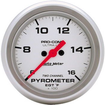 Instrumento Medir Temperatura Gases Escape 0º - 1600º F - 2 Canais - Elétrico -2" 5/8" - Ultra-Lite - AUTO METER