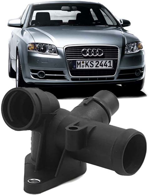 Flange Fluxo Agua Audi A4 1.8 Turbo 2001 a 2008 - 06B121133D 06B121132E