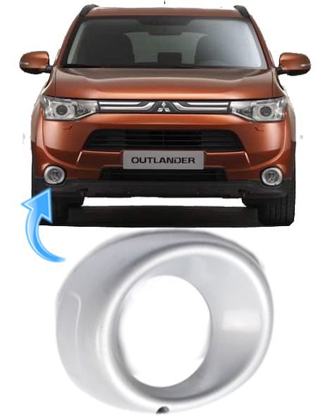 Moldura Farol Milha Neblina Outlander 2013 à 2015 Cinza Prata - Direito