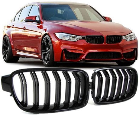 Par de Grade Dianteira Bmw 320i 328i 335i F30 F31 de 2013 à 2018 - Preto Brilhante
