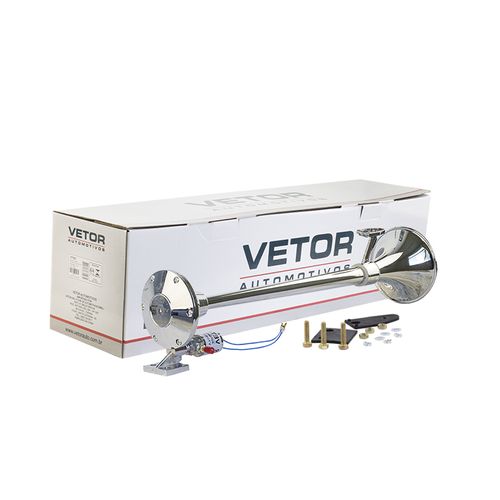 Buzina Vetor Metal Cromada Bi-volt 65cm Com Sonenóide