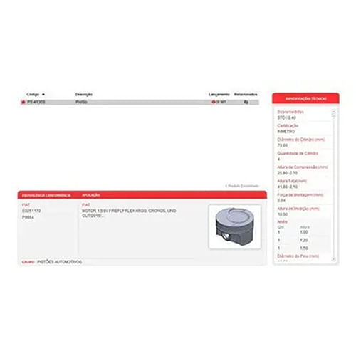 PISTAO - FIAT UNO ARGO MOBI 1.3 8V FLEX FIREFLY APOS 2016