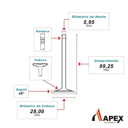 VALVULA ESCAPE - VW FOX GOL GOLF 1.6 8V POWER KOMBI 1.4 FLEX