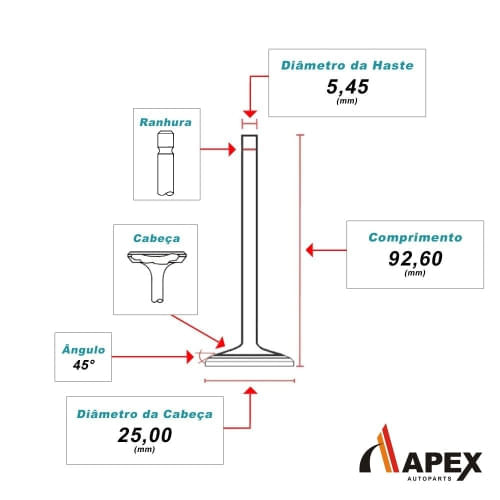 VALVULA ESCAPE - NISSAN SENTRA 1.6 16V DOHC