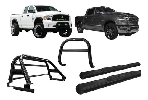 Kit Quebra Mato Estribo Oval Santo Antônio Dodge Ram Preto