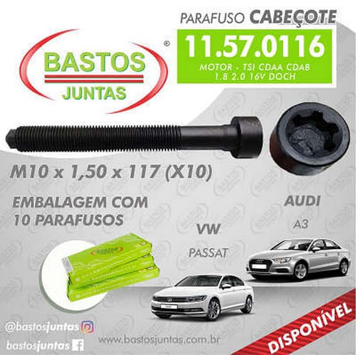PARAFUSO DE CABECOTE - AUDI A3 A4 A6 | VW JETTA PASSAT TIGUAN 2.0 16V TFSI