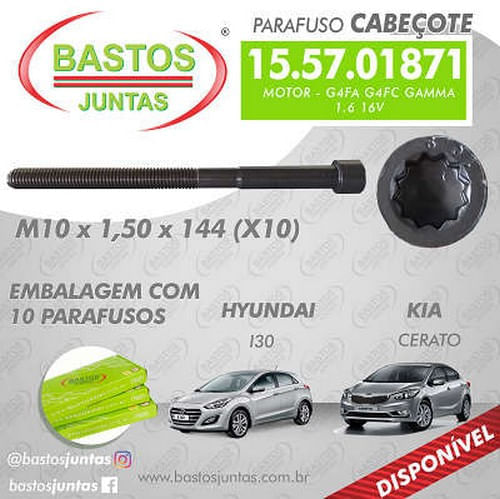 PARAFUSO DE CABECOTE - HYUNDAI HB20 I30 ELANTRA | KIA SOUL CERATO 1.6 16V M10