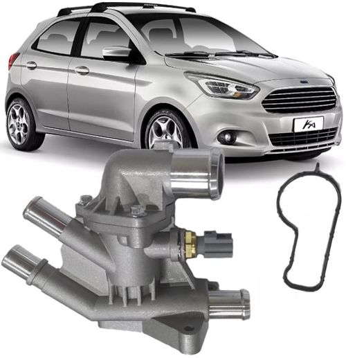 Carcaça Valvula Termostatica Ford Ka 1.0 12V 3cc de 2015 a 2021 - Aluminio