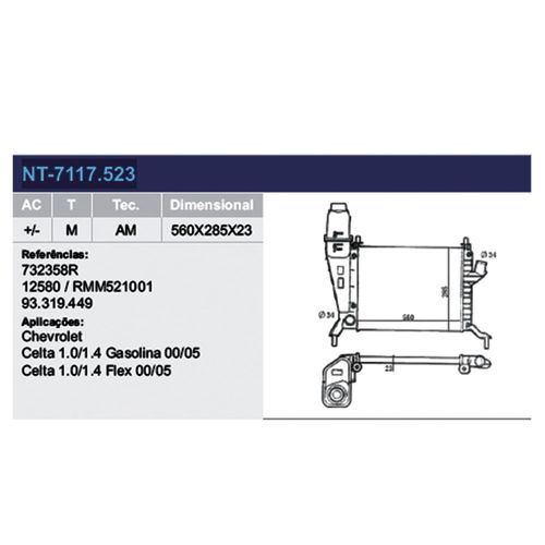 Radiador Gm Celta 2000 a 2005 - 115624 - NT7117523