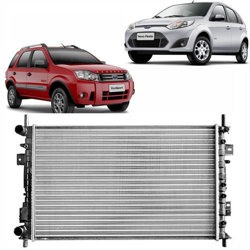 Radiador de Água<br>Fiesta 2003 até 2014<br>Ecosport 2003 até 2012<br>Zetec Rocam, Duratec e Supercharger<br>Todos Câmbio Manual