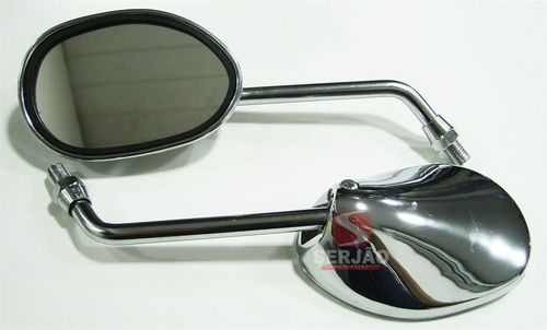 Retrovisor Mini Cromado Biz125 Para Ybr125, Factor125, Neo115, Crypton115 (Par)
