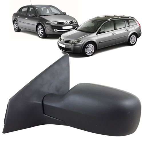 Espelho Retrovisor Externo Preto Controle Manual Renault Megane 2006 até 2013