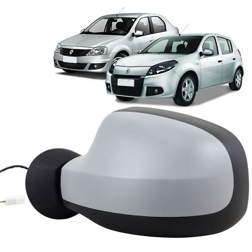 Espelho Retrovisor Externo Controle Elétrico com Base de Plástico Prime Renault Logan e Sandero 2009 até 2013