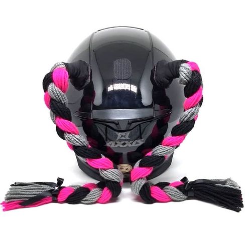 Trança para Capacete Xuca Xuquinha 45 cm Preto/Rosa/Cinza
