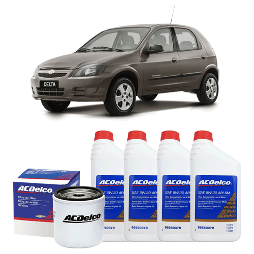 Kit troca óleo 5W30 Semissintetico + Filtro ACDELCO GM Celta
